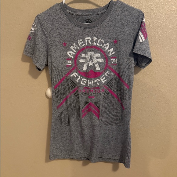 American Fighter Gray and Pink T-Shirt - Picture 1 of 2